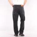 Herren casual stretch gerade blaue Jeans Denim Hose mit Rueckenansicht Hauptbild. - 30 / Schwarz