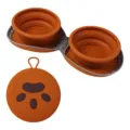 Tragbares faltbares Silikon-Haustiernapf-Set mit Reißverschluss-Aufbewahrung für Reisen. - Outdoor Haustier Silikon Faltbare Doppelböden / Braun