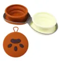 Tragbare zusammenklappbare Haustier-Silikonnäpfe mit Reißverschlussetui für Hunde und Katzen - Outdoor Haustier Silikon Faltbare Doppelböden / Braun und Cremegelb