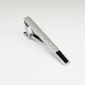 Zilveren heren metalen dasclip met strass steentjes en zwart emaille voor formeel pak - Strass Oliedruppel Stijl / Zilver