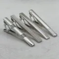 Silver metal tie clip for men business suit formal wear versatile accessory variant option style - 4-Piece Set without Gift Box