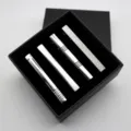 Men silver metal tie clips set of four pieces, elegant business suit accessories in black box. - 4-Piece Set with Gift Box