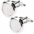Men's silver metal initial F cufflinks for French dress shirts business wedding wear - Letter F