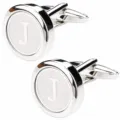 Men's stylish silver metal alphabet letter J cuff links for formal dress shirts and suits. - Letter J