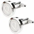 Silver tone metal cuff links featuring a classic engraved letter Q for men formal shirts. - Letter Q