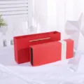 Red paper gift box and matching handbag set, elegant rectangular packaging box for gifts. - Gift Box Size 24x10x3.6cm / Red