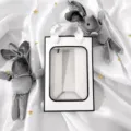 Kleine cadeautas met doorzichtig venster en zwarte rand voor bloemen en taart, elegant. - S / Zwart Wit