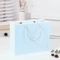 Light blue paper gift bag with white border and handles for birthday wedding party packaging. - Tote Bag / 23.5x22.5x11cm / Light Blue