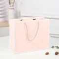 Pink paper gift bag with gold handles and white borders, perfect for birthday and wedding parties. - Tote Bag / 23.5x22.5x11cm / Light Pink