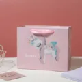 Pink unicorn paper gift bag with ribbon handle, cute cartoon tote bag for kids party favors. - Cartoon Unicorn Gift Bag / 22*18*10cm / Pink