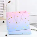 Gradient star paper gift bag large rectangular packaging bag for birthday wedding party and gifts - Tote Bag / 29x24x9.3cm / Pink Blue Gradient