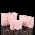 Pink drawer gift box with ribbon handles and gold geometric lines for packaging gifts. - Small (17*12*5.8cm) / Pink