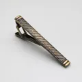 Klassieke bronzen metalen dasclip voor heren, elegant zakelijk accessoire met gestructureerd raster. - Antiek Brons (Stijl 1)