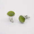 Green cat eye stone cufflinks, copper base, elegant minimalist business men shirt suit accessory - Style 6