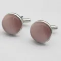 Pink cat eye stone cufflinks with copper base, elegant round business style for men's shirts. - Style 12