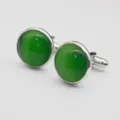 Men's green cat's eye cufflinks round metal base business shirt suit accessories stylish - Style 13