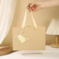 Scatola regalo in carta kraft con manico in nastro ed etichetta per feste ed eventi. - Grande (27x20x8.8cm) / colore carta da pacchi