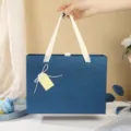 Scatola regalo con nastro blu grande confezione regalo aziendale vuota compleanno - Grande (27x20x8.8cm) / Blu scuro