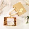 Coffret cadeau en papier kraft avec ruban et tiroir pour cadeaux d'anniversaire et fêtes. - Petit+Raphia+Carte (17x12x5.8cm) / Couleur Papier Kraft