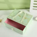 Elegant mint green drawer gift box with ribbon handle, perfect for wedding favors and treats. - L / Green