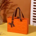 Orange gift box with brown ribbon handles, large drawer design for wedding and birthday packaging. - 27*20*8.8cm / Orange Patterned Empty Gift Box