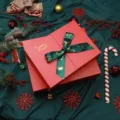 Christmas red gift box with green ribbon, perfect for holiday present packaging and festive decor. - Double Open Box with Gift Bag / Small 18x12x7.5cm / Red