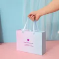Gradient pink blue drawer gift box with ribbon handle for jewelry cosmetic packaging - Gradient Drawer Box + Card