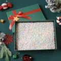 Christmas gift box with colorful filling balls, red ribbon bow, festive packaging. - Lid and Base Box with Gift Bag / Small 18x12x7.5cm / Green