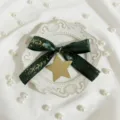 Exquisite green ribbon bow with gold star pendant, perfect for gift box decoration and crafts. - Approx 2.5x45cm / Green