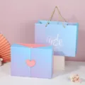 Gradient gift box and matching tote bag set, beautiful dual-door design for party. - 16*11*7cm