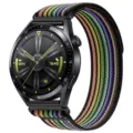 Correa de reloj de nailon de bucle de sendero colorido compatible con varios relojes. - 20mm / Arcoíris Negro