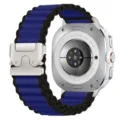 Louri rologiou nylon me agkrafa aleksiptotou kai mple mavro motivo gia axesouar smart watch - [Νέο χρώμα] Ναυτικό μπλε (ασημί κούμπωμα ομπρέλας)