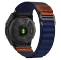 Bracelet de montre en nylon alpin compatible avec Garmin Fenix et Tactix et cuir. - Bleu foncé