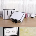 Black and white gift box set with matching gift bag, raffia and card for luxury packaging. - Large Gift Box, Gift Bag, Raffia and Card