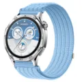 Cinturino per orologio in tessuto di nylon blu di ricambio traspirante cinque anelli smartwatch - Blu isola