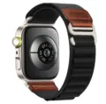 Nylon loop watch band with leather accent and metal buckle for smart watch compatible. - Universal Smartwatch Series / Black (Silver Buckle)