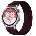 Smartwatch con cinturino in nylon traspirante, cassa in metallo e quadrante digitale. - Prugna