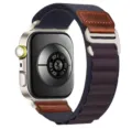 Alpine nylon loop watch strap with leather accent and metal buckle for smart watch design - Universal Smartwatch Series / Indigo (Silver Buckle)