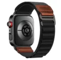 Replacement nylon alpine loop strap with leather accent for smartwatch, durable and comfortable. - Universal Smartwatch Series / Black (Black Buckle)