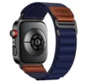 Nylon Alpine Loop Watch Band with Vintage Leather Accent for Smartwatch Replacement Strap - Universal Smartwatch Series / Dark Blue (Black Buckle)