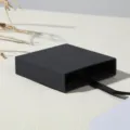 Black drawer gift box jewelry packaging box with black ribbon pull for small items display - Empty Hard Box 7x7cm / Minimalist Black