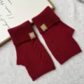 Rote dicke Winter Strick fingerlose Handschuhe, warme halbe Finger Wollwärmer für Damen. - Einheitsgröße / Rot