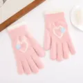 Damen Winter warme Strickhandschuhe mit doppeltem Herz Muster, kuschelig gefüttert, winddicht. - Rosa