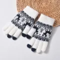 Weihnachten Touchscreen Strickhandschuhe mit Hirsch Muster, warme Winter Handschuhe für Herren. - Einheitsgröße / Weiß