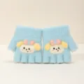 Baby Winter Strick Halbfinger Handschuhe Hellblau Süßer Cartoon Hund Kleinkind - Kleines Lamm Blau (0-3 Jahre)