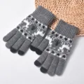 Men's winter knit touchscreen gloves with Christmas deer pattern, warm and windproof. - One Size / Gray