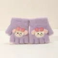 Lila Baby Halbfinger Strickhandschuhe süßes Cartoon Tier Winter warme Kleinkind Fäustlinge - Kleines Lamm Lila 0-3 Jahre
