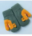 Kinder Winter warme Strickfäustlinge, niedliches Dinosaurier Design, gemütliche Handschuhe für Kids. - Einheitsgröße / Grün