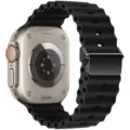 Cinturino di ricambio in silicone compatibile con Apple Watch Ultra, design ondulato con fibbia. - Nero
