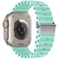 Cinturino per orologio in silicone verde menta con custodia protettiva, design ondulato elegante. - Pistacchio